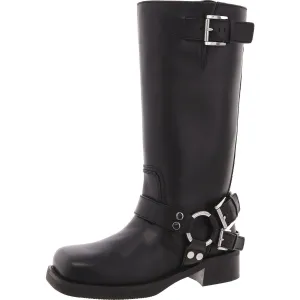 40F4CBFB7L Womens Buckle Leather Mid-Calf Boots
