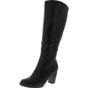ADDYY Womens Faux Leather Zipper Knee-High Boots