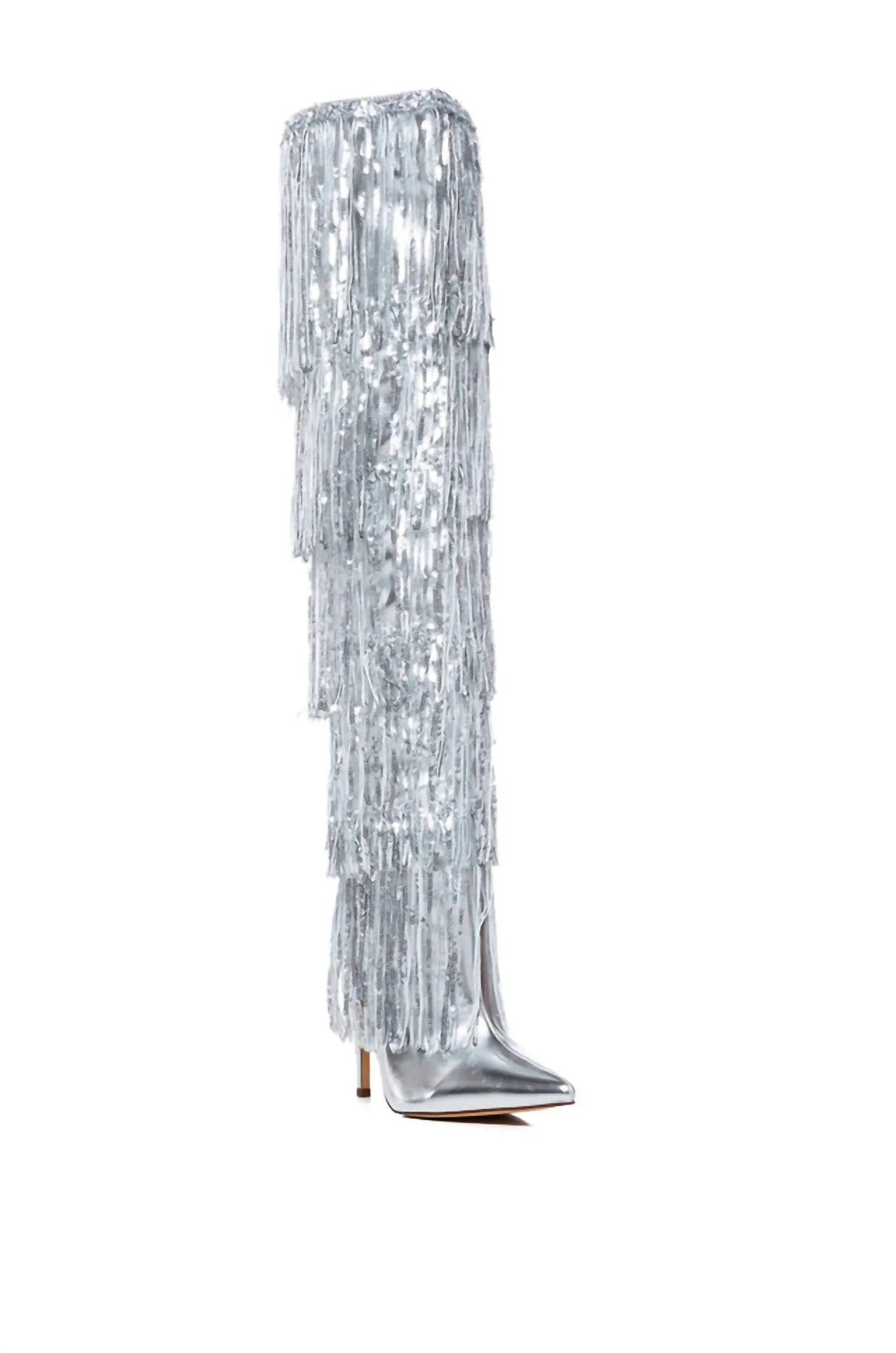 Adriel Fringe Boot In Silver
