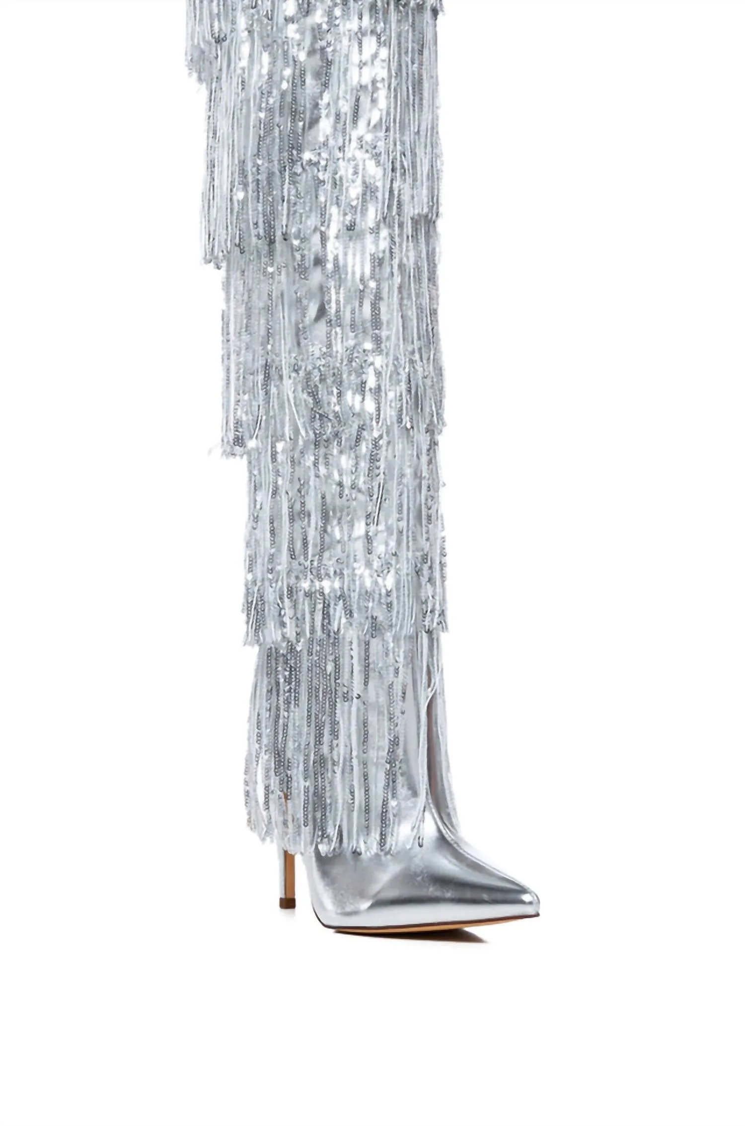 Adriel Fringe Boot In Silver