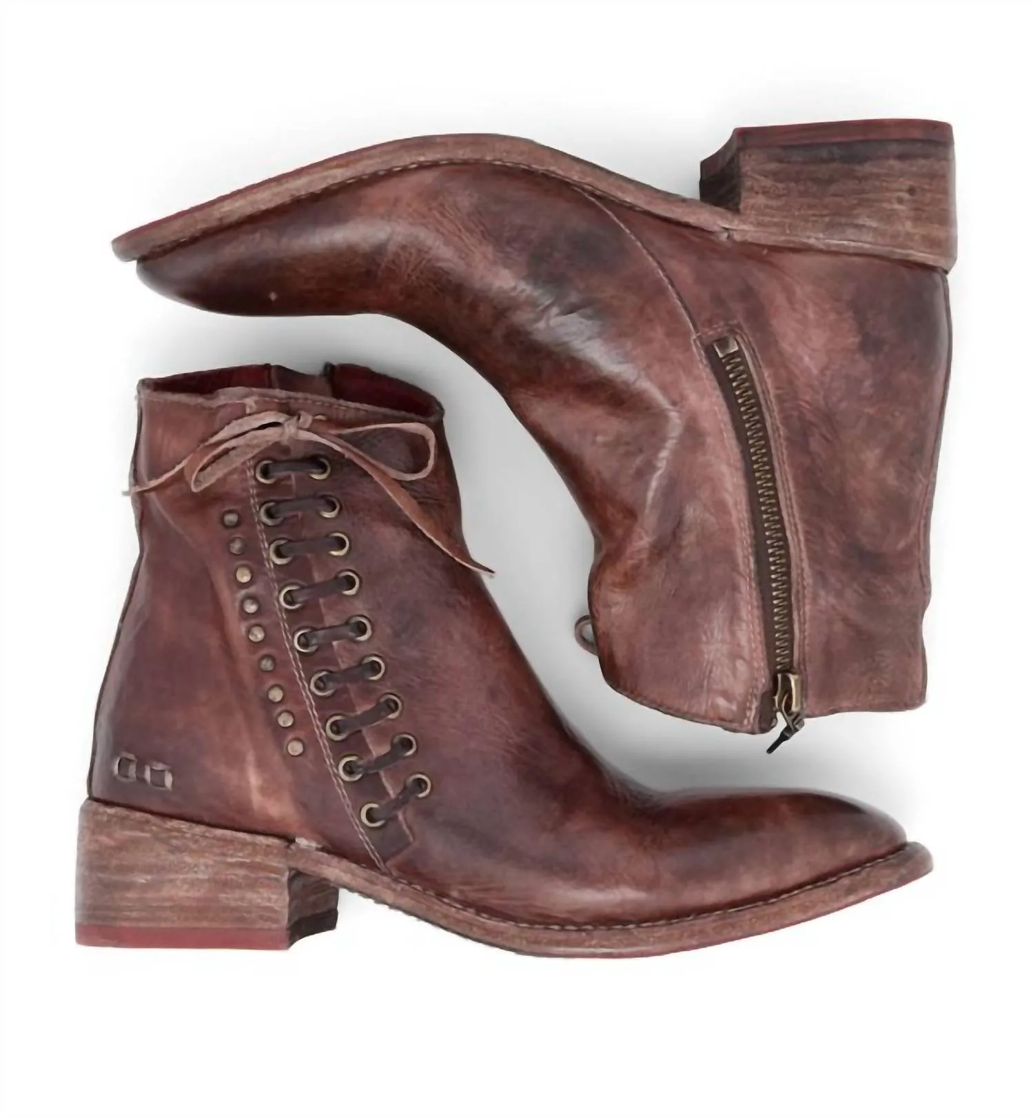 Aldina Rustic Boots In Red