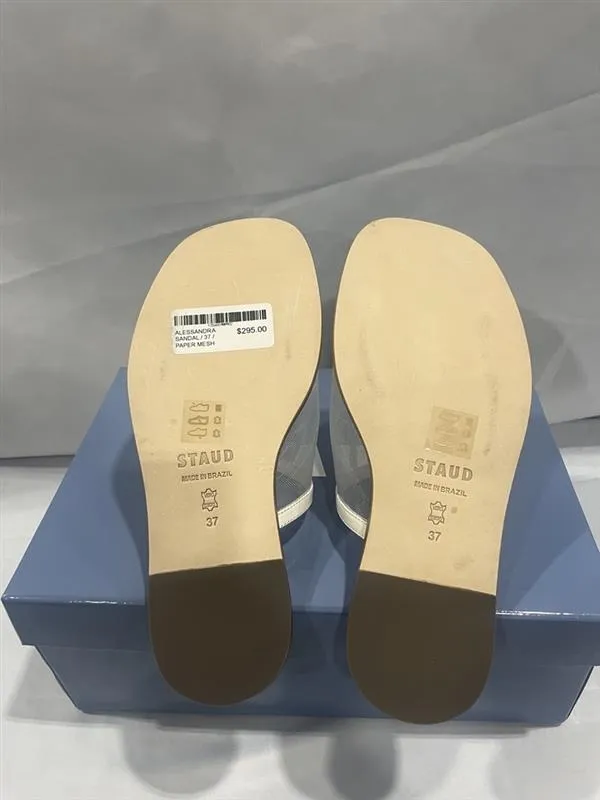 Alessandra Square Toe Flat Sandal In Paper Mesh