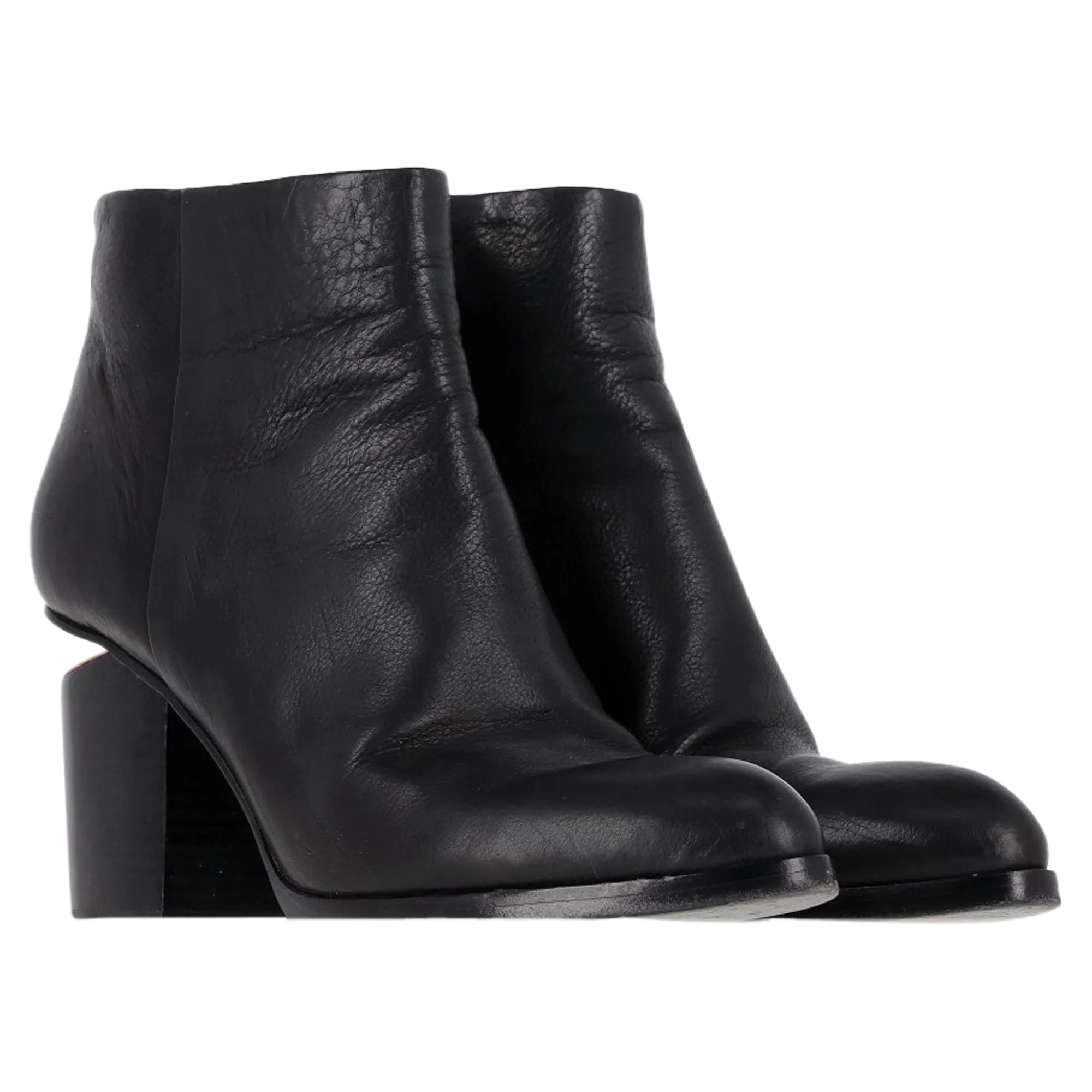 Alexander Wang Gabi Cutout Heel Ankle Boots in Black Leather