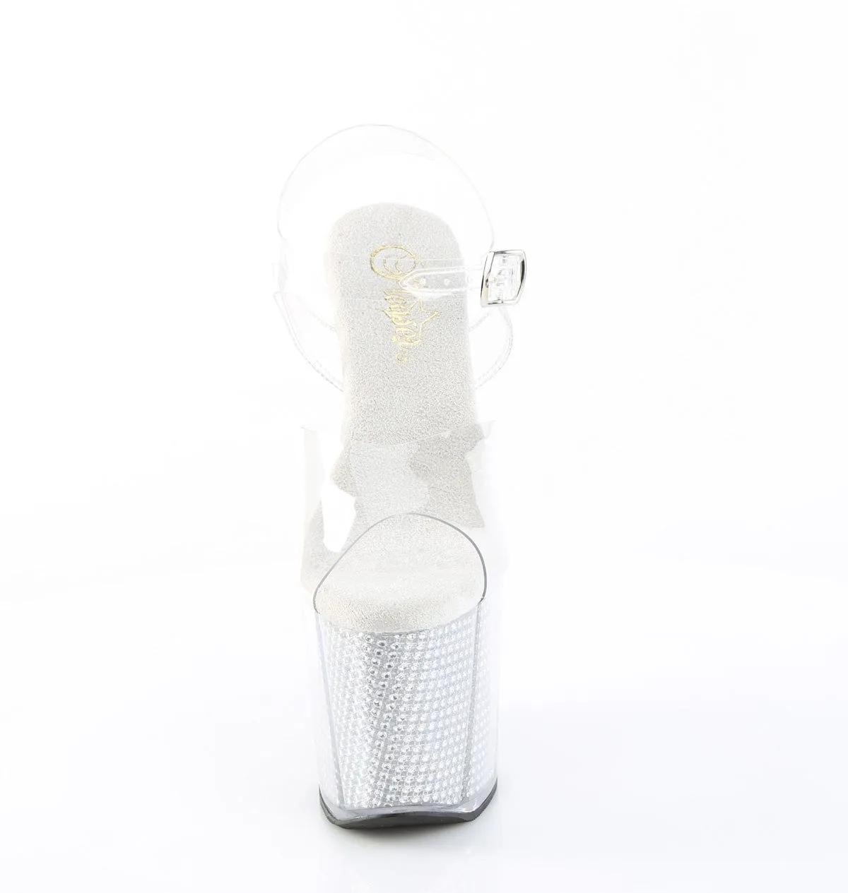 AMAZE-808SRS Platform Shoes Clear/Silver Rhinestone
