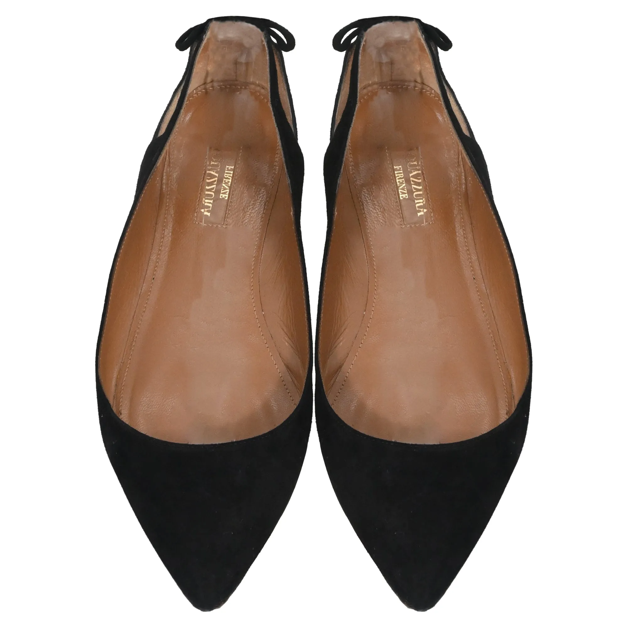 Aquazzura Forever Marilyn Cutout Ballet Flats In Black Suede