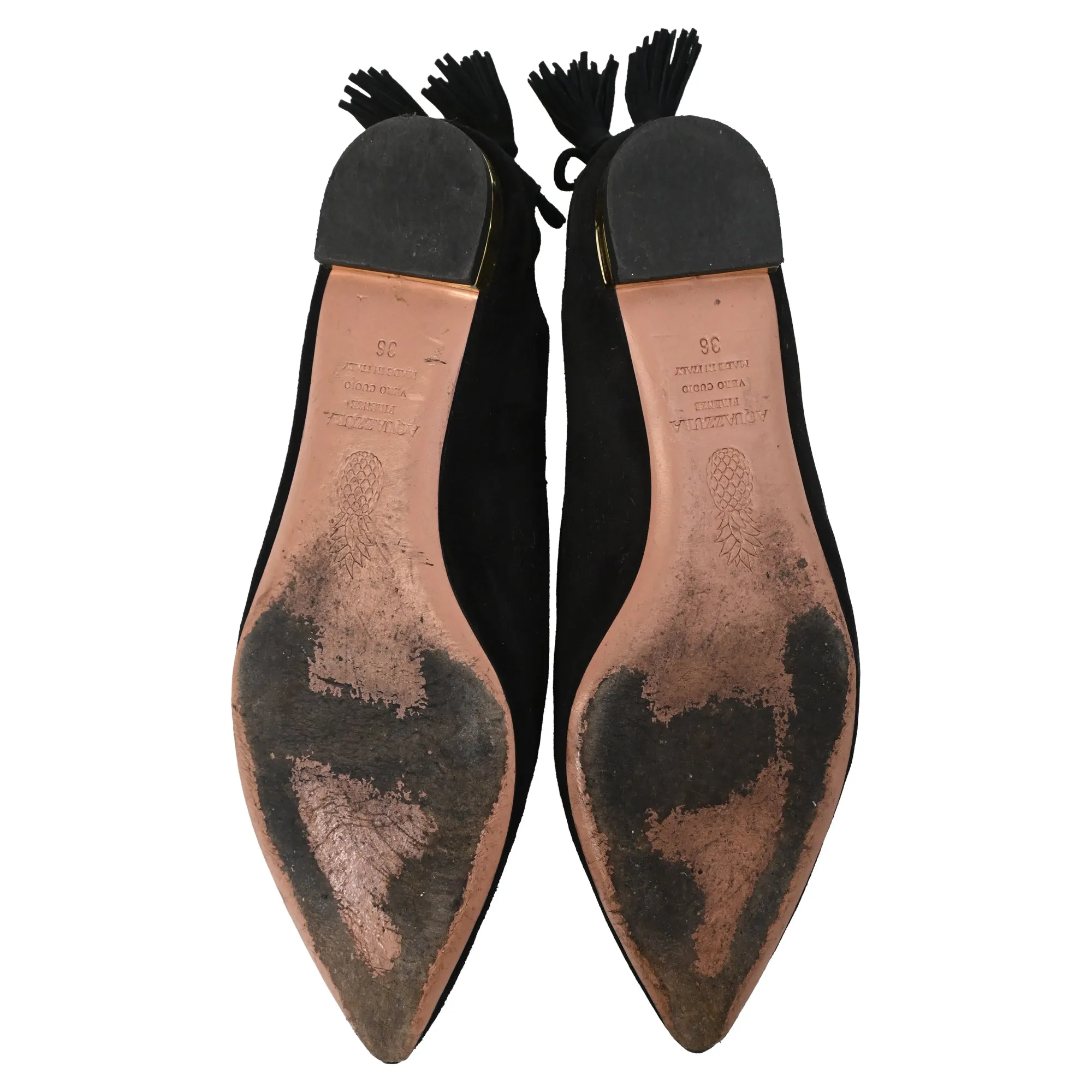 Aquazzura Forever Marilyn Cutout Ballet Flats In Black Suede