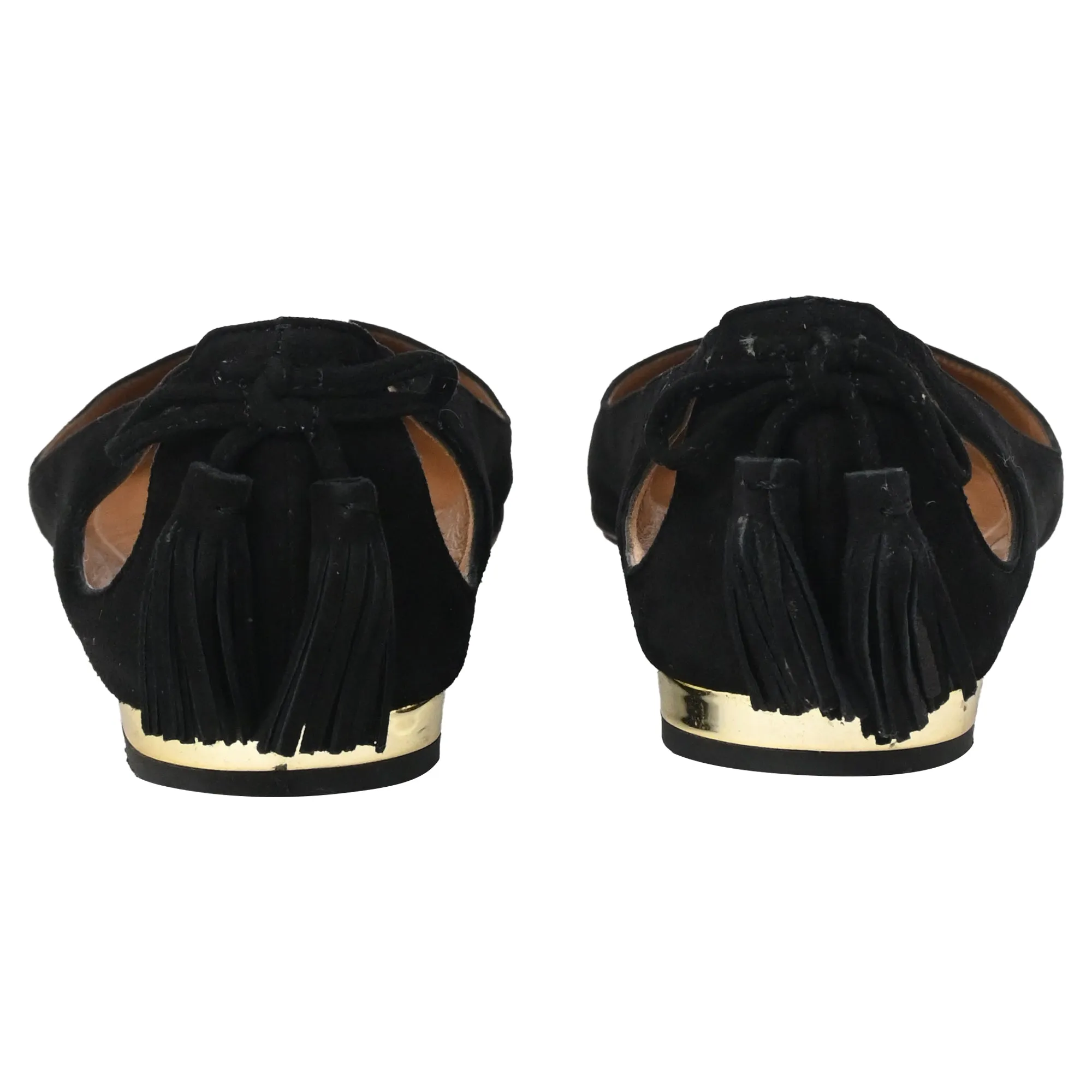 Aquazzura Forever Marilyn Cutout Ballet Flats In Black Suede