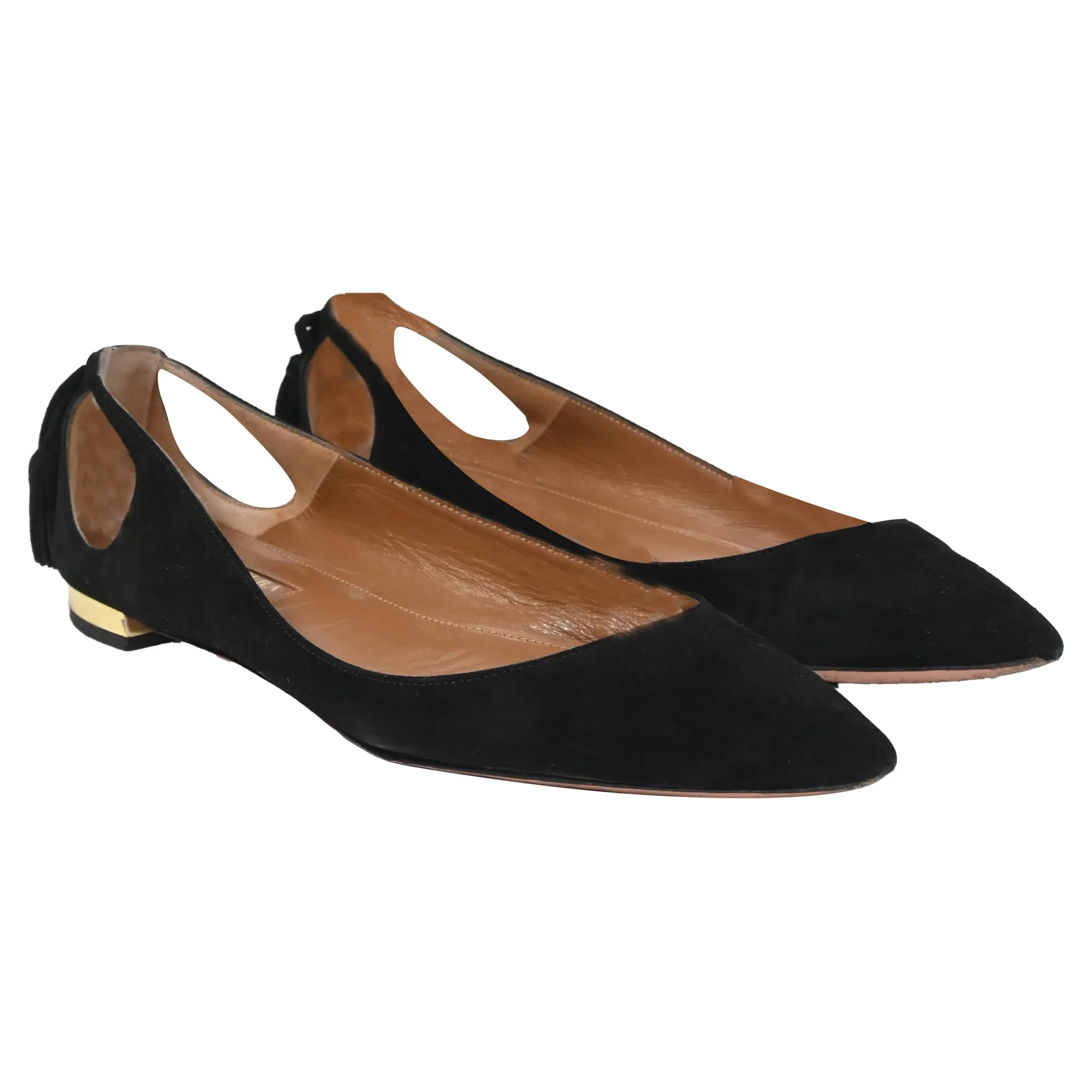 Aquazzura Forever Marilyn Cutout Ballet Flats In Black Suede
