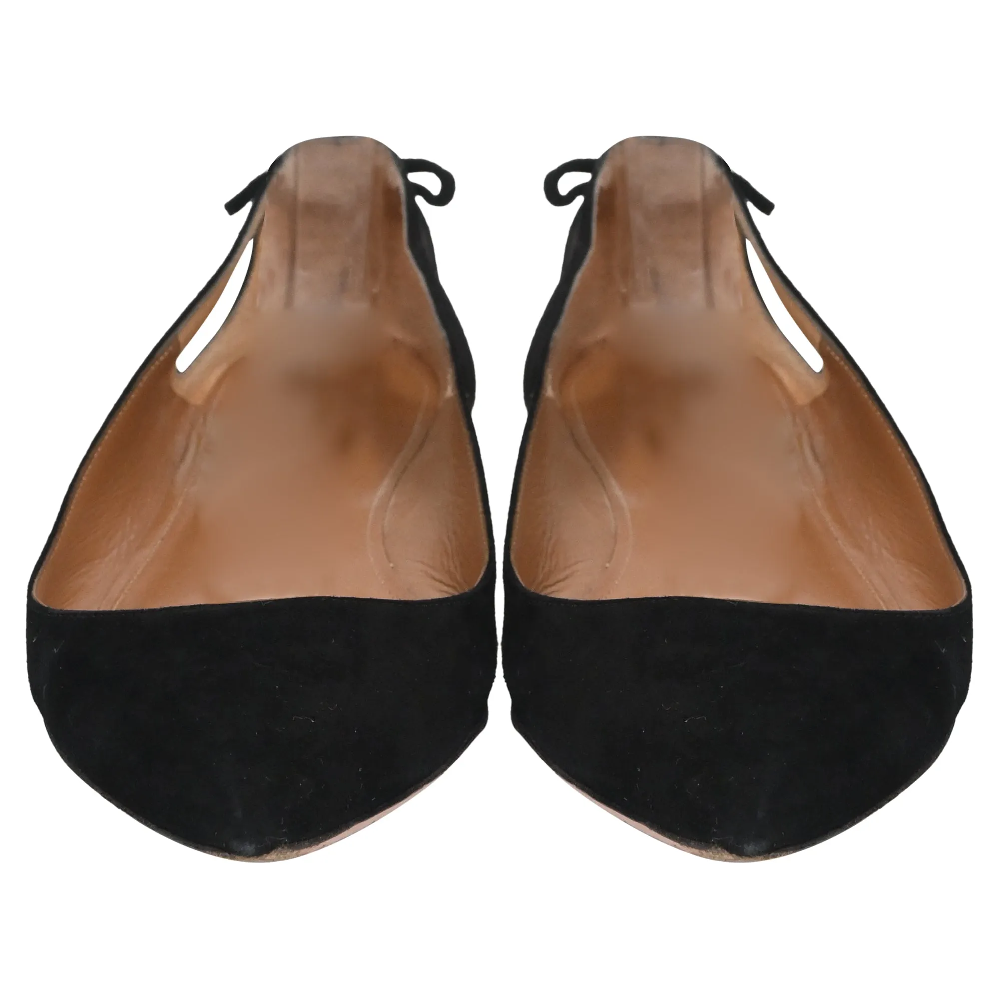 Aquazzura Forever Marilyn Cutout Ballet Flats In Black Suede