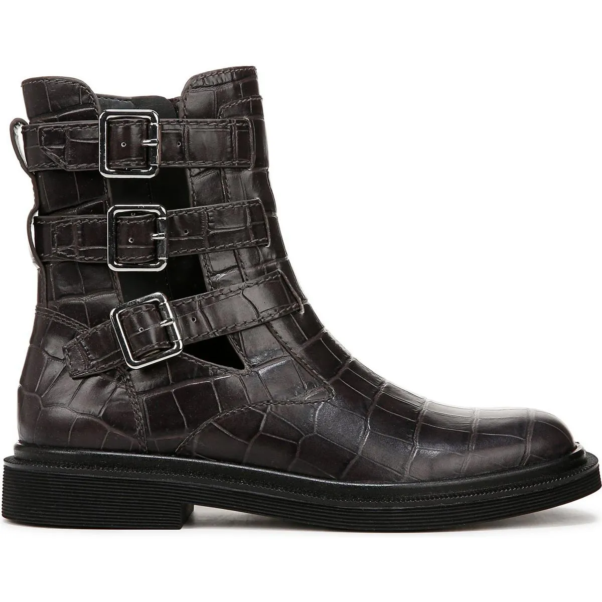 Argo Womens Zipper Leather Combat & Lace-Up Boots