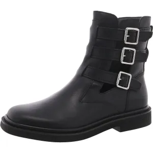 Argo Womens Zipper Leather Combat & Lace-Up Boots