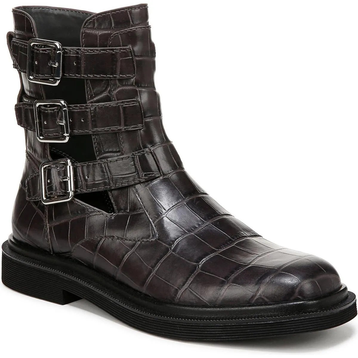 Argo Womens Zipper Leather Combat & Lace-Up Boots