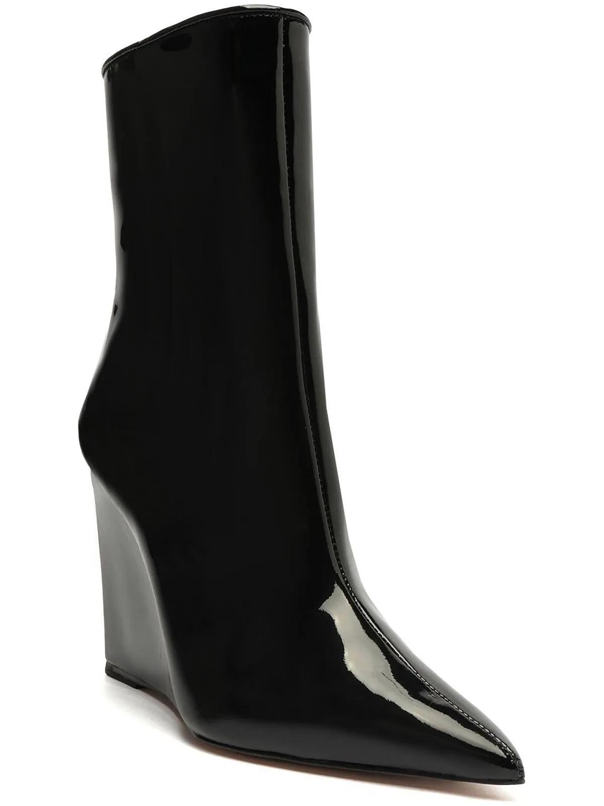 Asya Womens Patent Leather Pointed Toe Booties