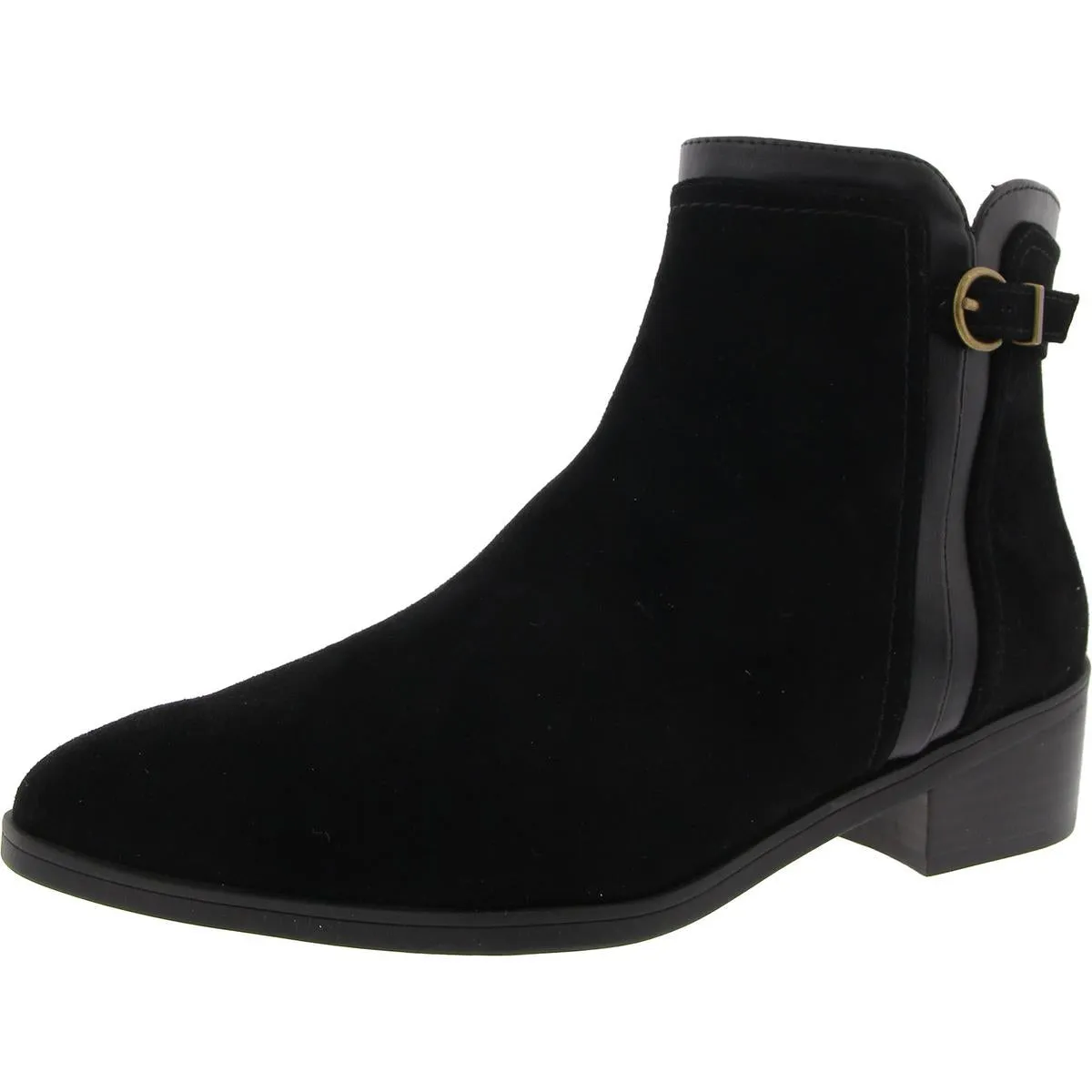 BEATRICE  Womens Block Heel Faux Suede Ankle Boots