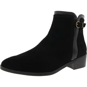 BEATRICE  Womens Block Heel Faux Suede Ankle Boots