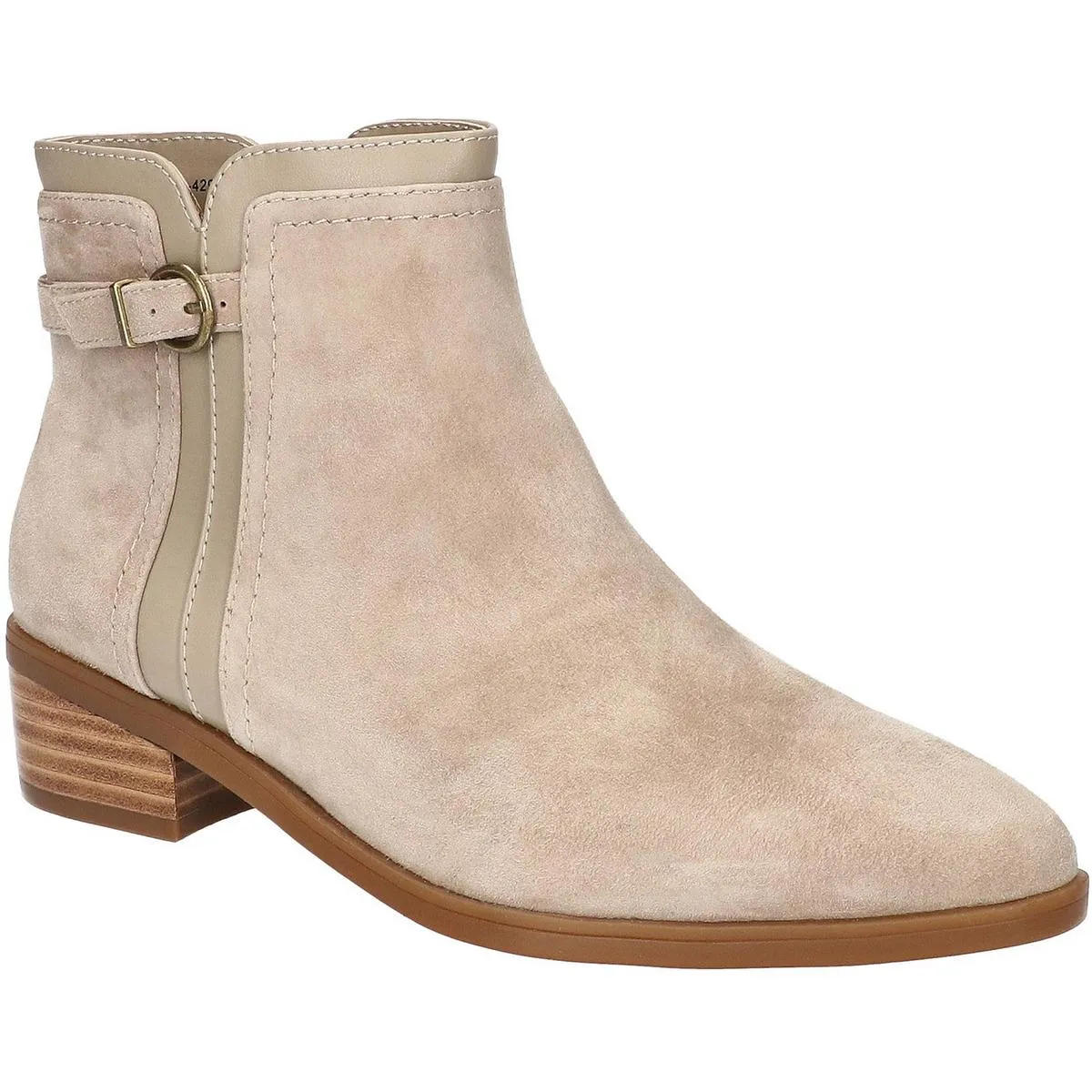 BEATRICE  Womens Block Heel Faux Suede Ankle Boots