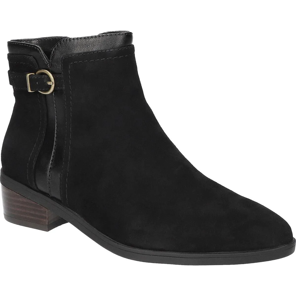 BEATRICE  Womens Block Heel Faux Suede Ankle Boots