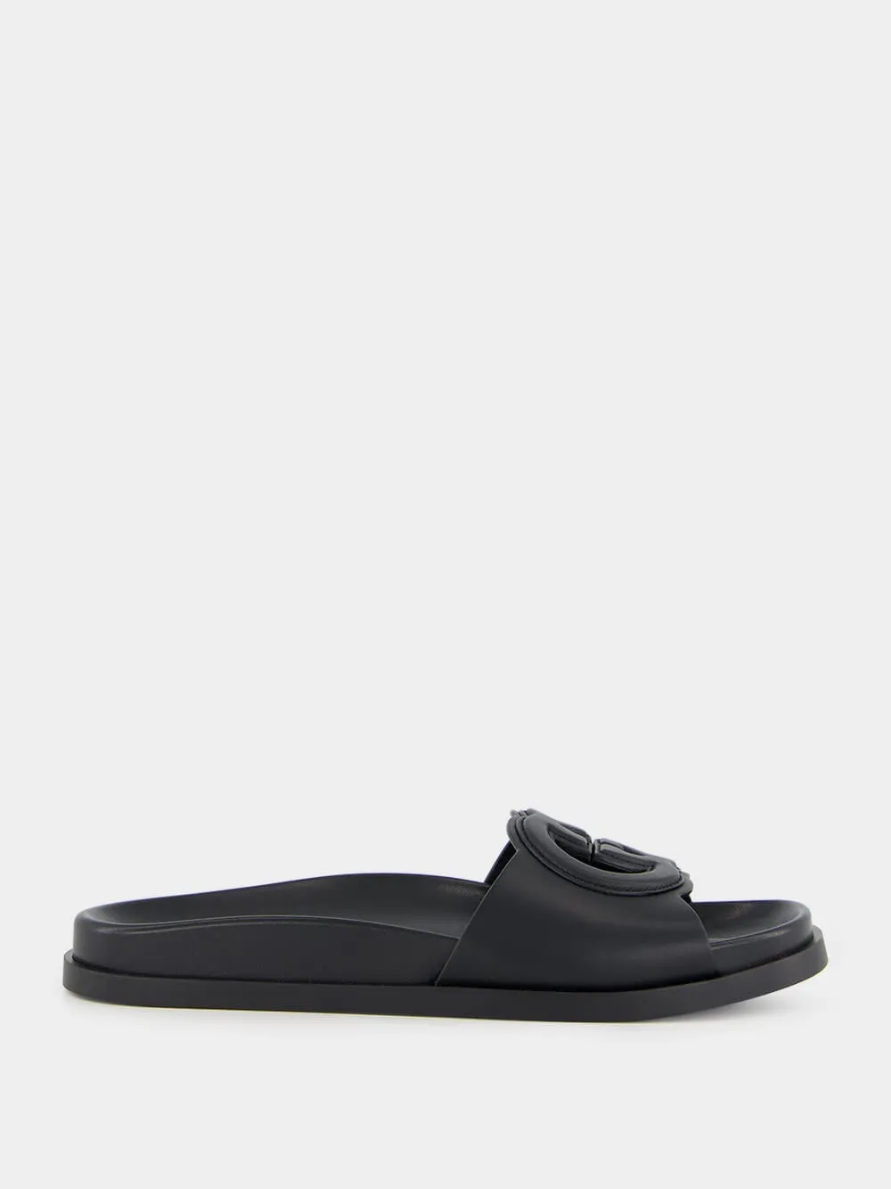 Black Cosmos Softy Leather Sandals