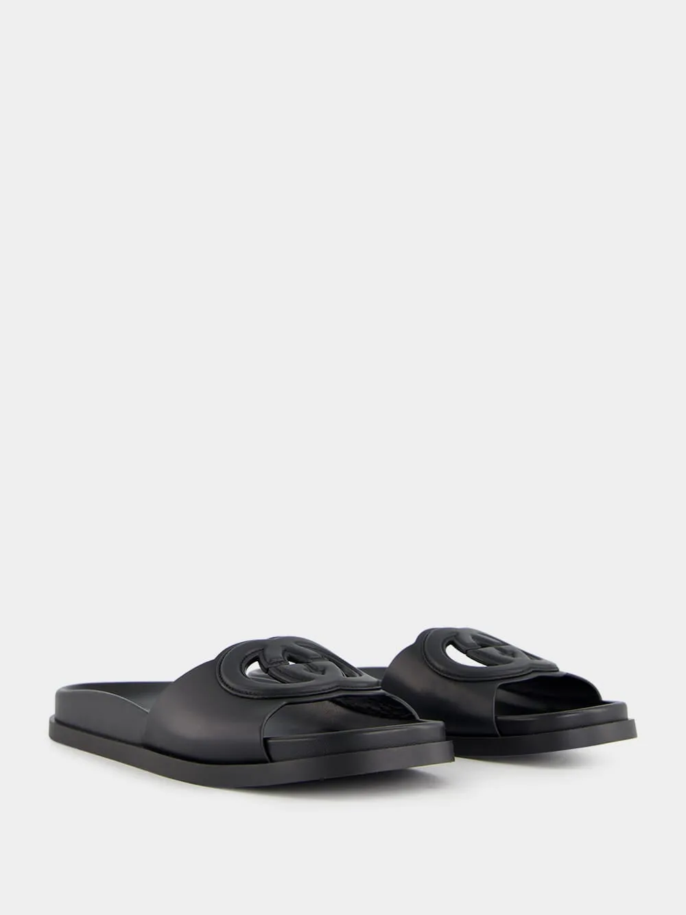 Black Cosmos Softy Leather Sandals