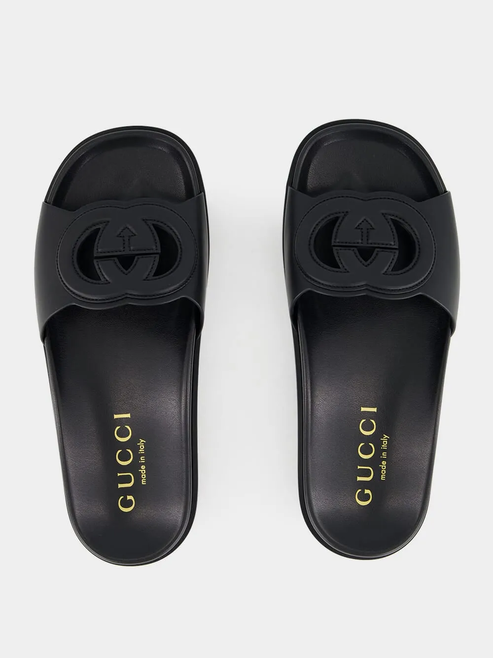 Black Cosmos Softy Leather Sandals
