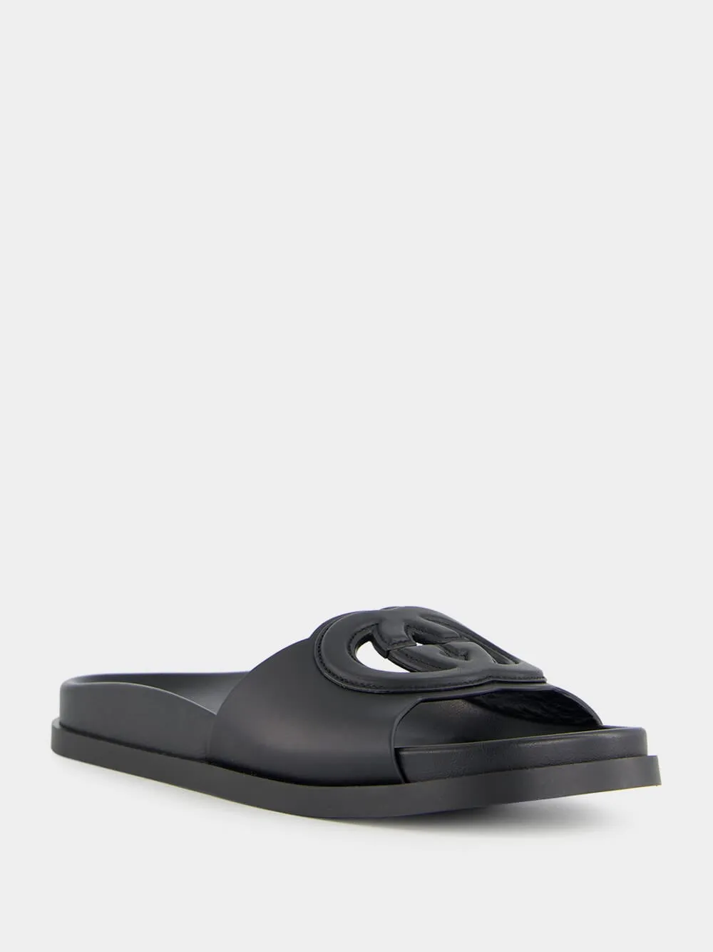 Black Cosmos Softy Leather Sandals