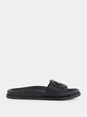 Black Cosmos Softy Leather Sandals