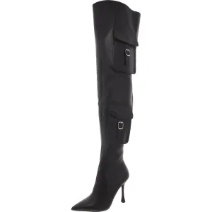 Brittany Womens Buckle Pumps Thigh-High Boots