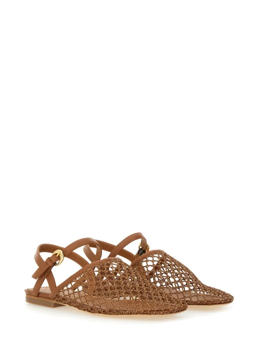 Brown Netted Sandals