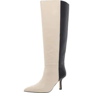 Bryn Womens Two Tone Leather Knee-High Boots