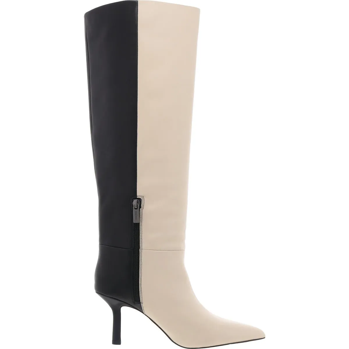 Bryn Womens Two Tone Leather Knee-High Boots