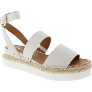 Calvin Womens Buckle Leather Wedge Sandals