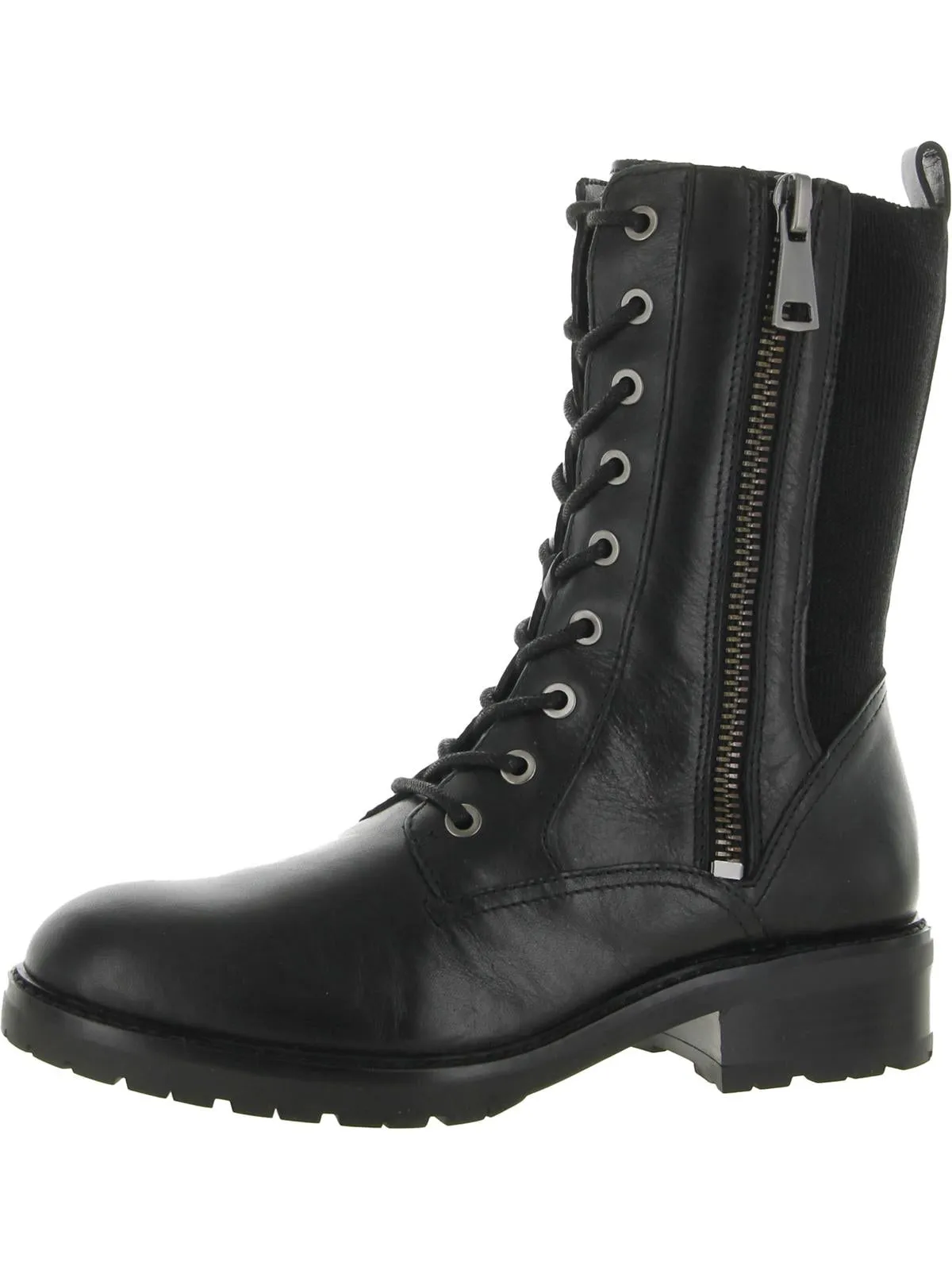 Camille Womens Leather Mid-Calf Combat & Lace-up Boots