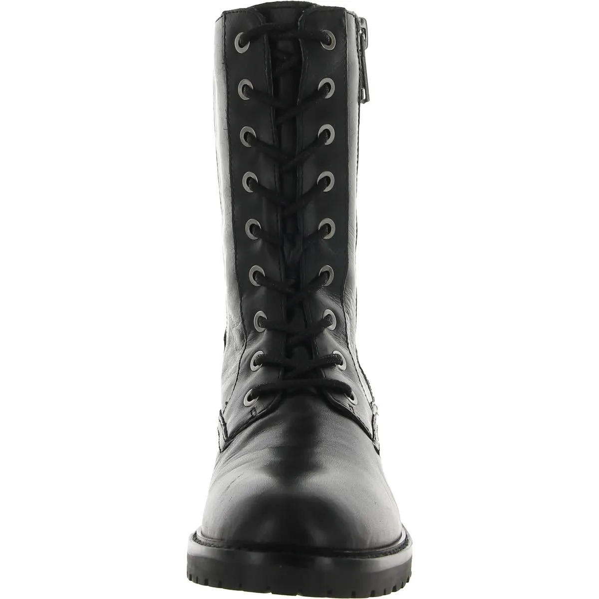 Camille Womens Leather Mid-Calf Combat & Lace-up Boots