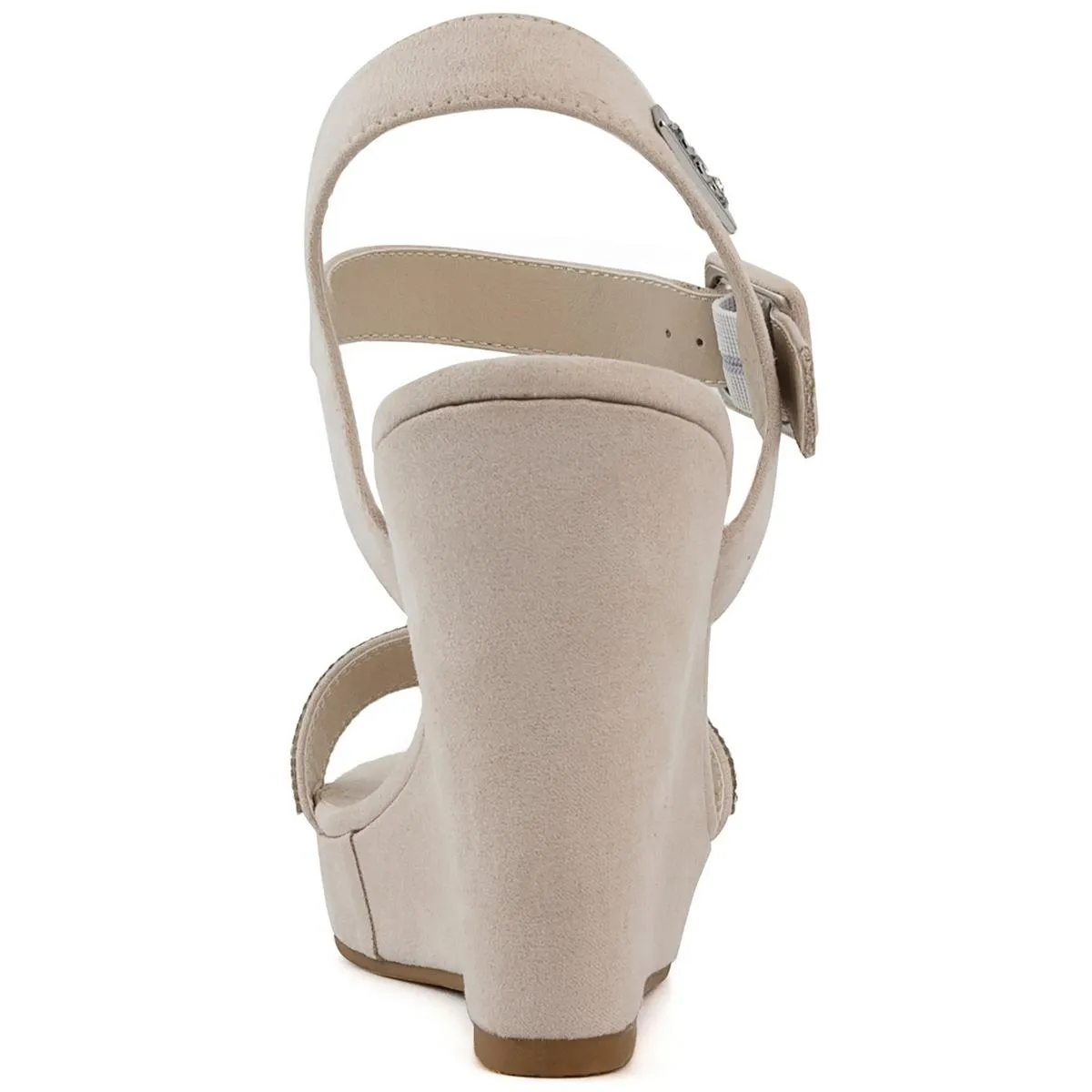 Chili Womens Faux Suede Rhinestone Wedge Sandals