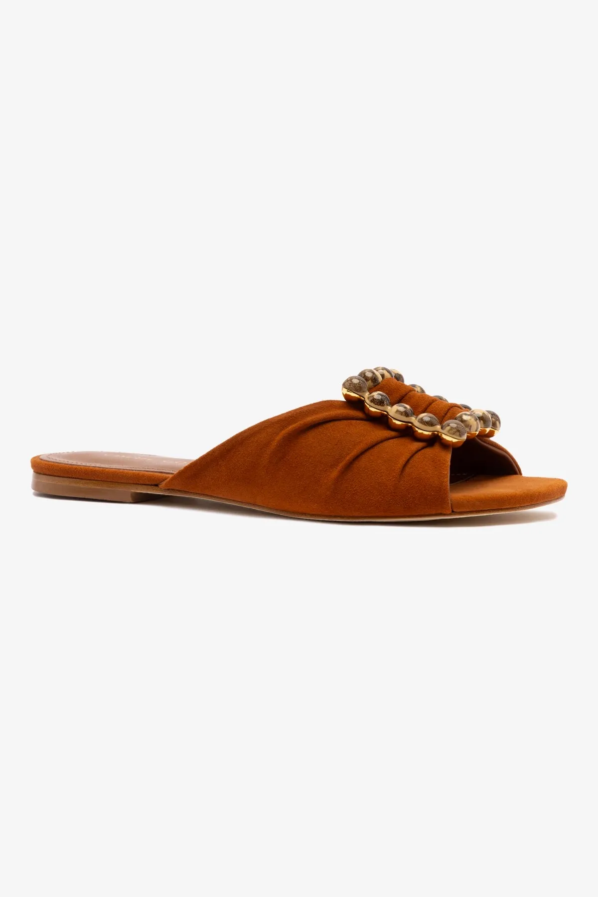 Chloe Gosselin by Larroud Nova Flat In Chestnut Suede