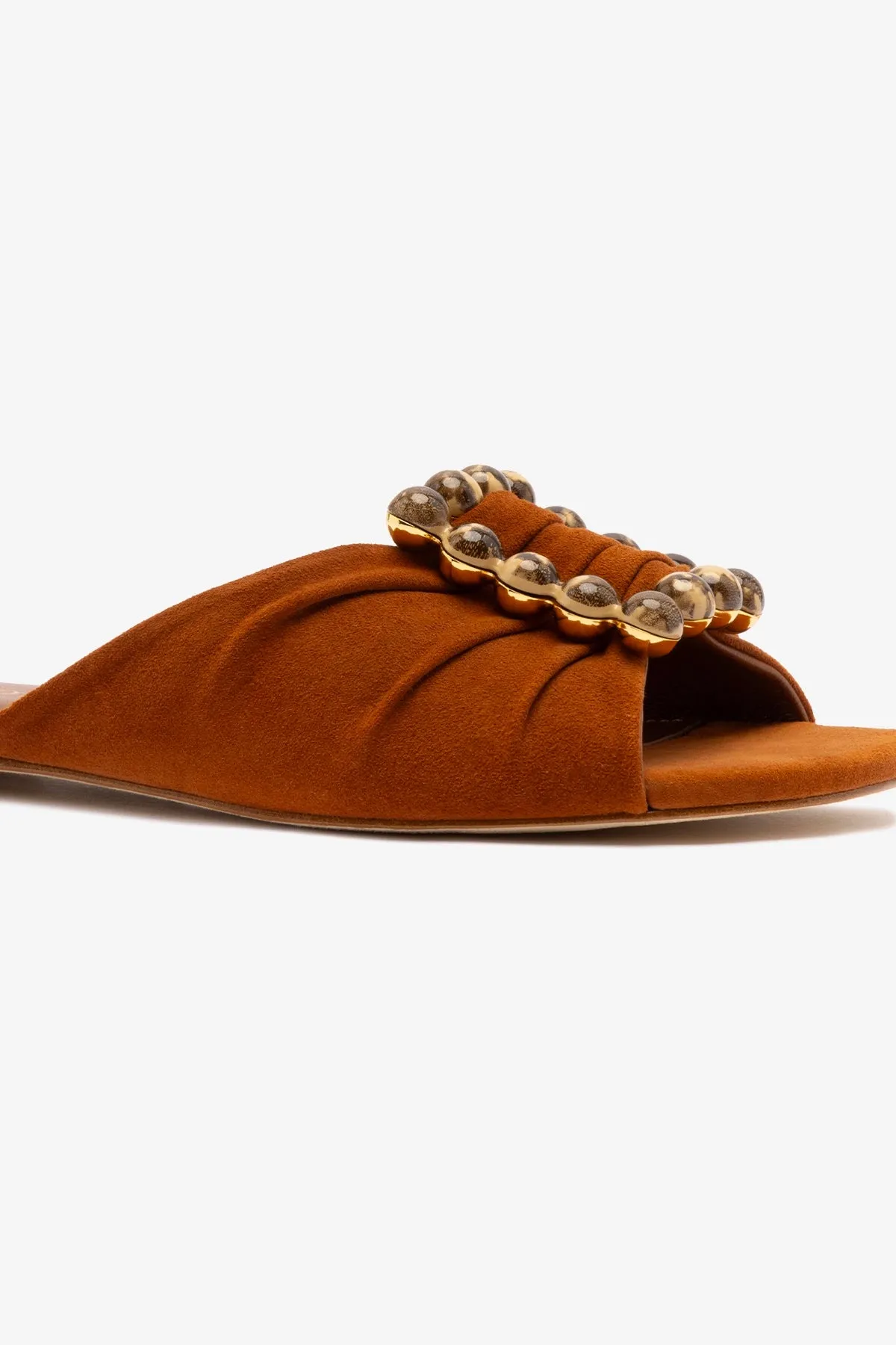 Chloe Gosselin by Larroud Nova Flat In Chestnut Suede