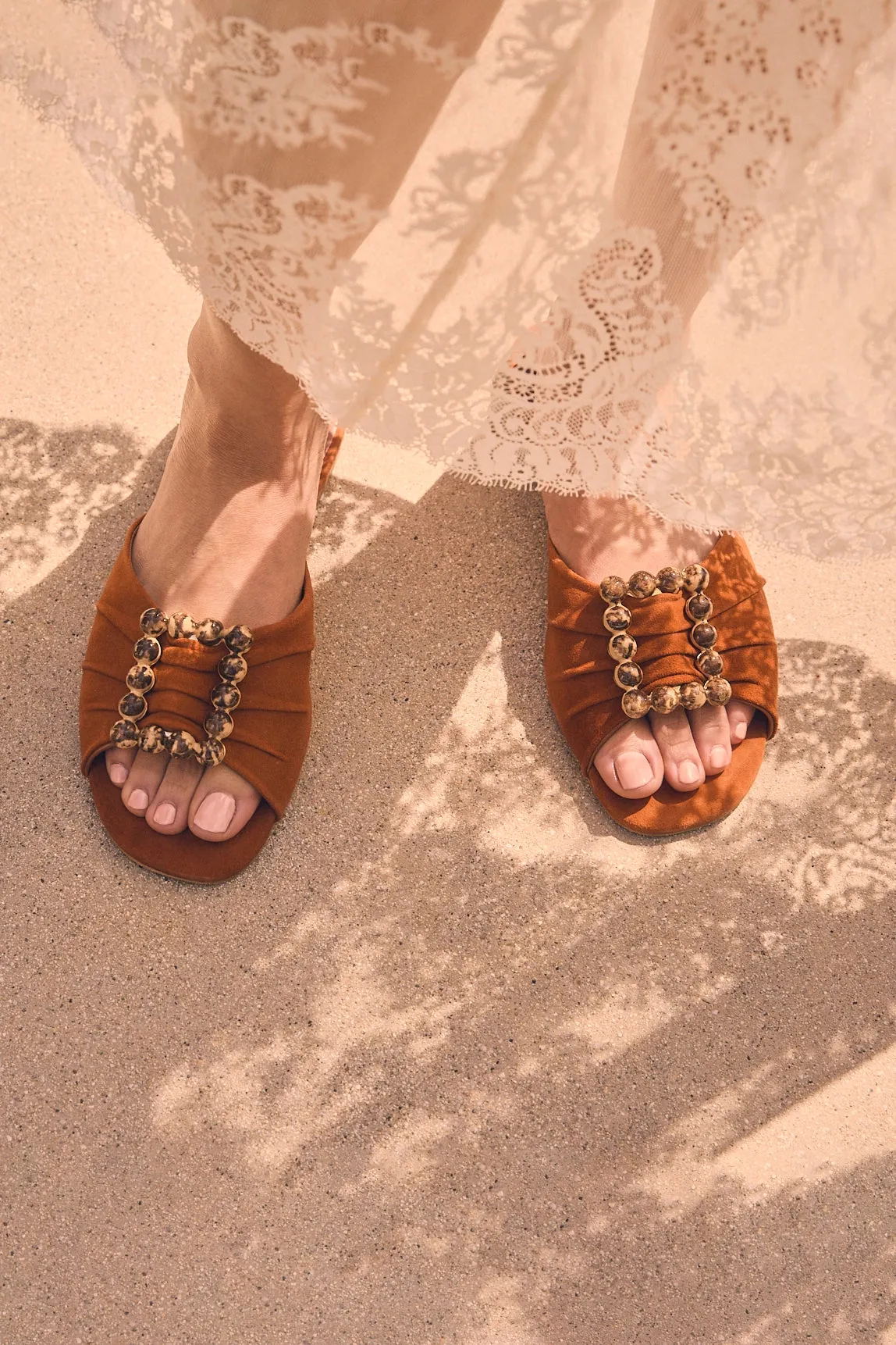 Chloe Gosselin by Larroud Nova Flat In Chestnut Suede