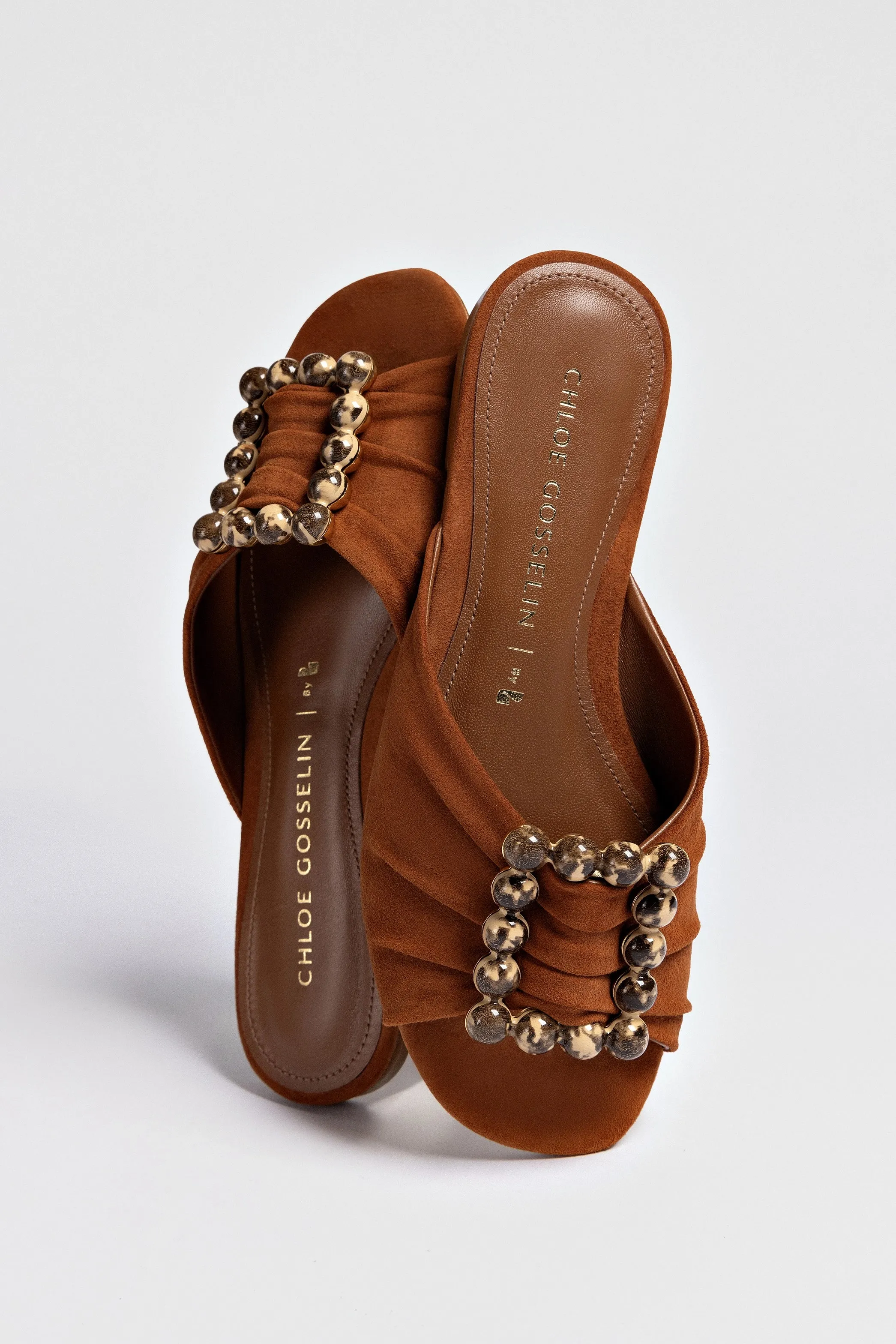 Chloe Gosselin by Larroud Nova Flat In Chestnut Suede