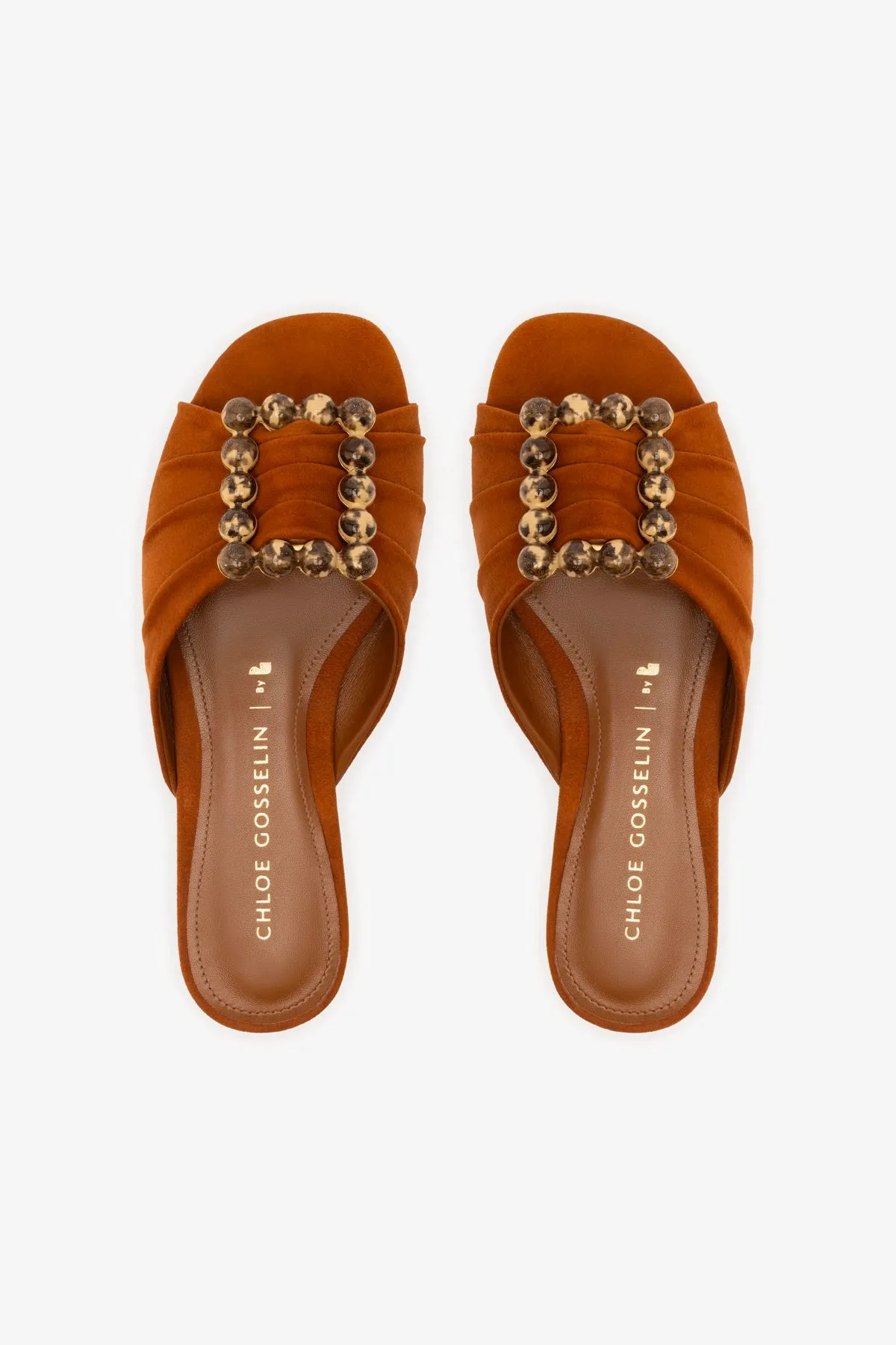 Chloe Gosselin by Larroud Nova Flat In Chestnut Suede