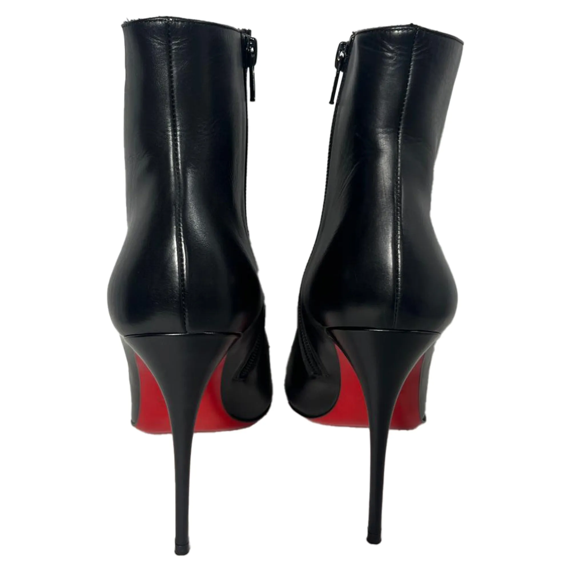 Christian Louboutin Pumppie 100 Ankle Boots in Black Calf Leather