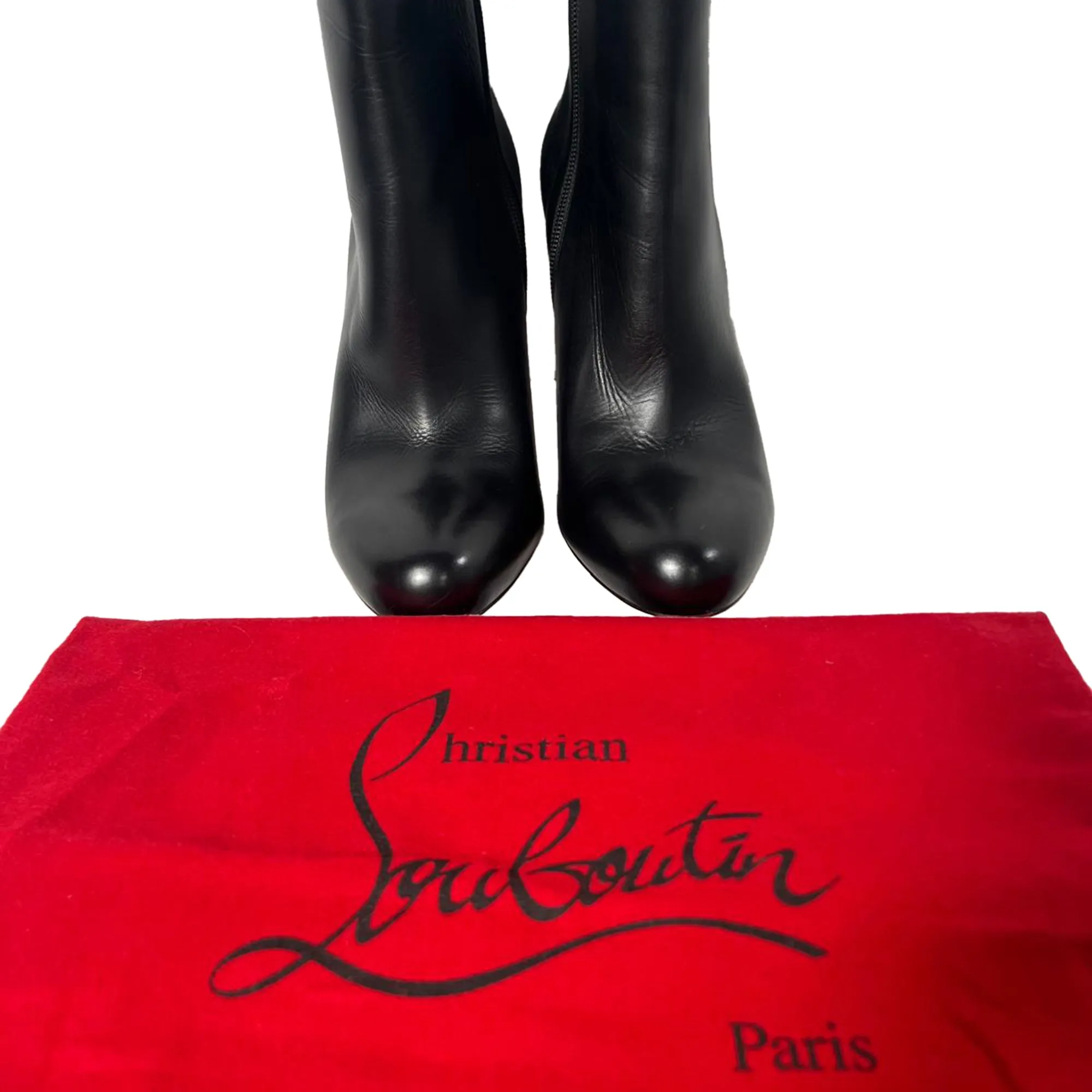 Christian Louboutin Pumppie 100 Ankle Boots in Black Calf Leather