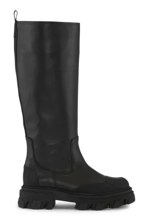 Cleated High Tubular Boots In Black