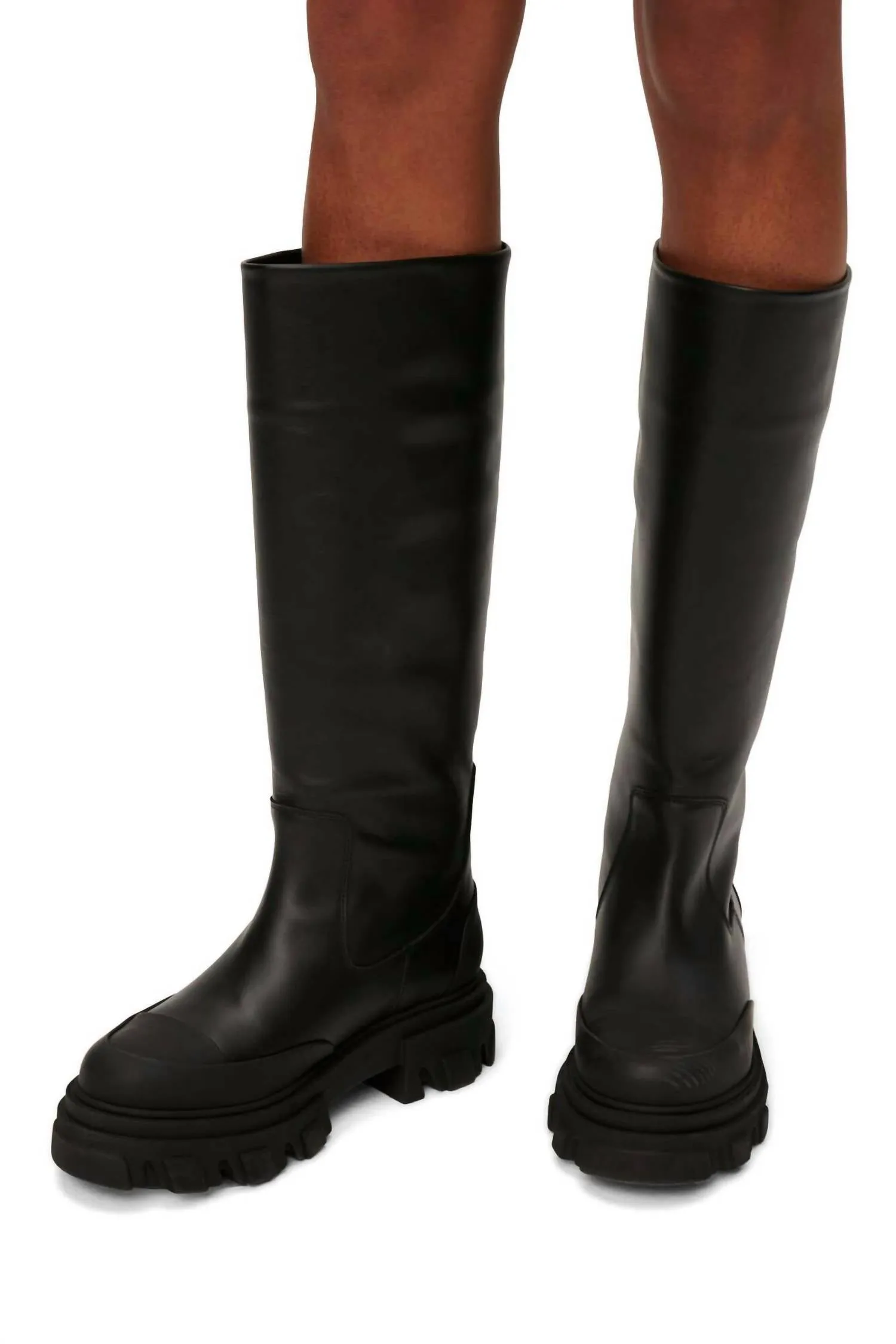 Cleated High Tubular Boots In Black