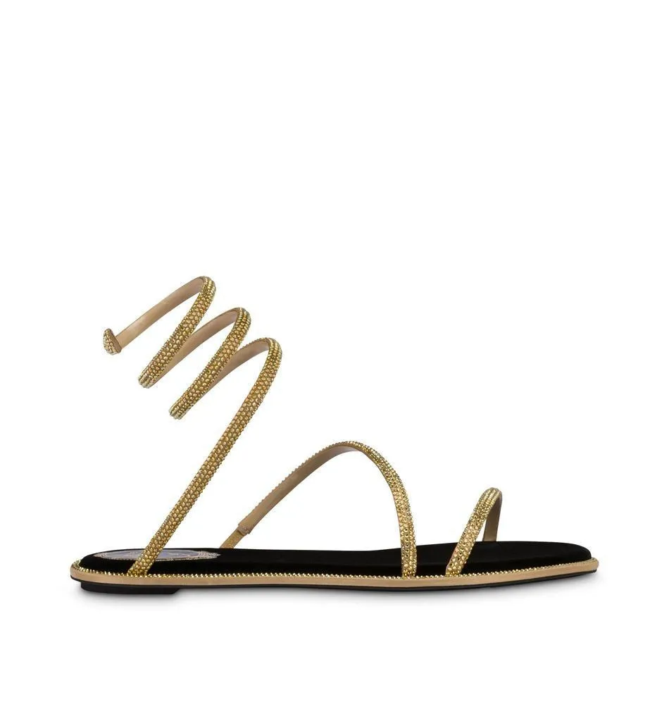 Cleo Black And Gold Flat Sanda