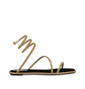 Cleo Black And Gold Flat Sanda