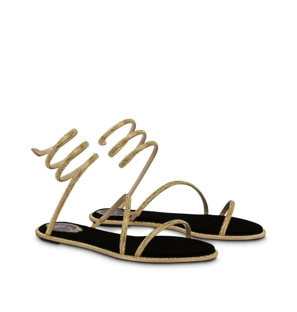 Cleo Black And Gold Flat Sanda