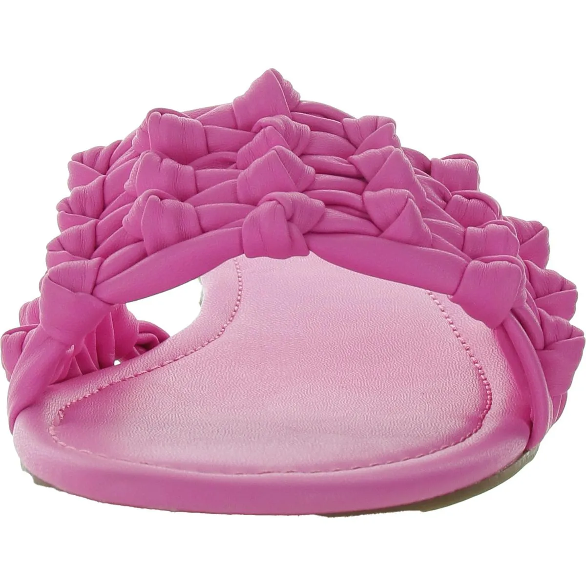 COWEN Womens Faux Leather Knotted Slide Sandals