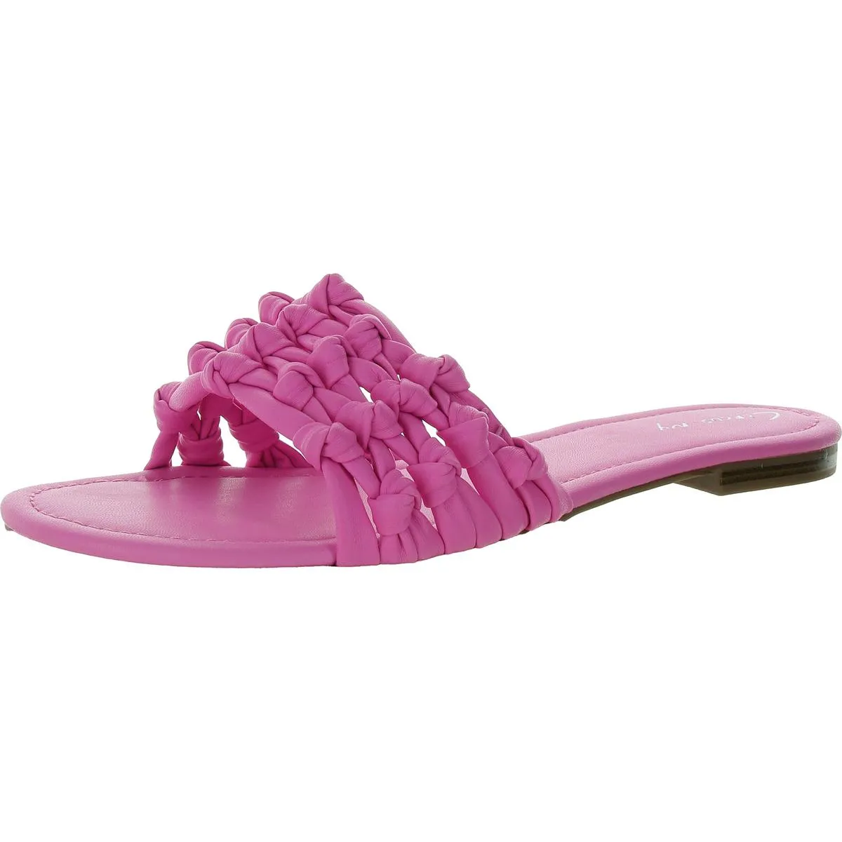 COWEN Womens Faux Leather Knotted Slide Sandals