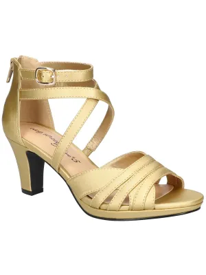 Crissa Womens Satin Zipper Strappy Sandals
