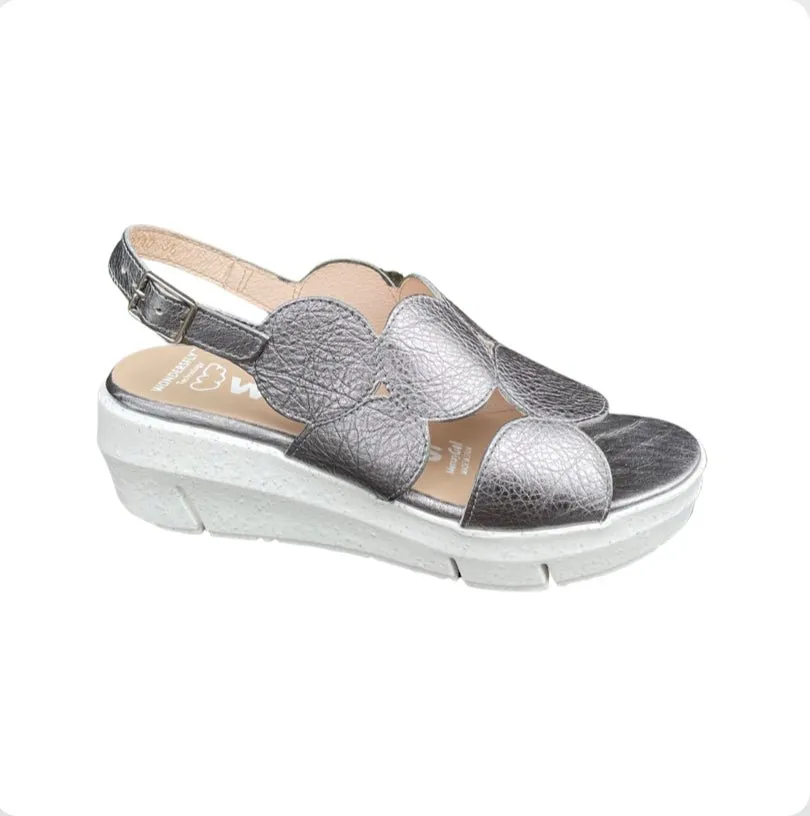 D8210 Pewter Slingback Wedge Sandal